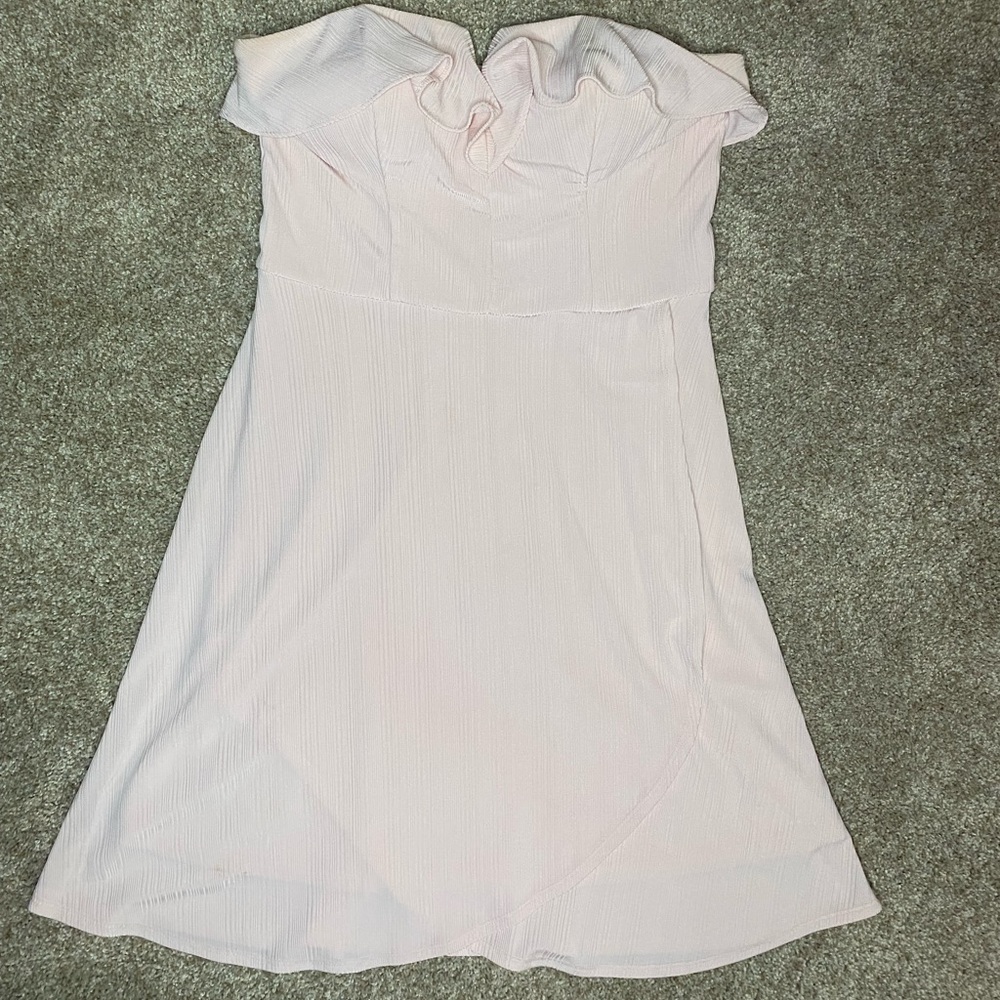 Strapless pink mini dress